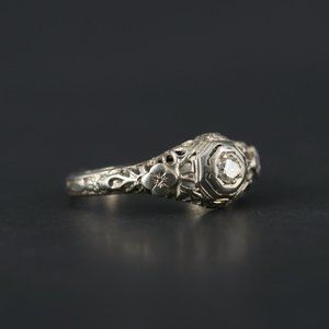 Edwardian Antique Diamond & 18K White Gold Ring